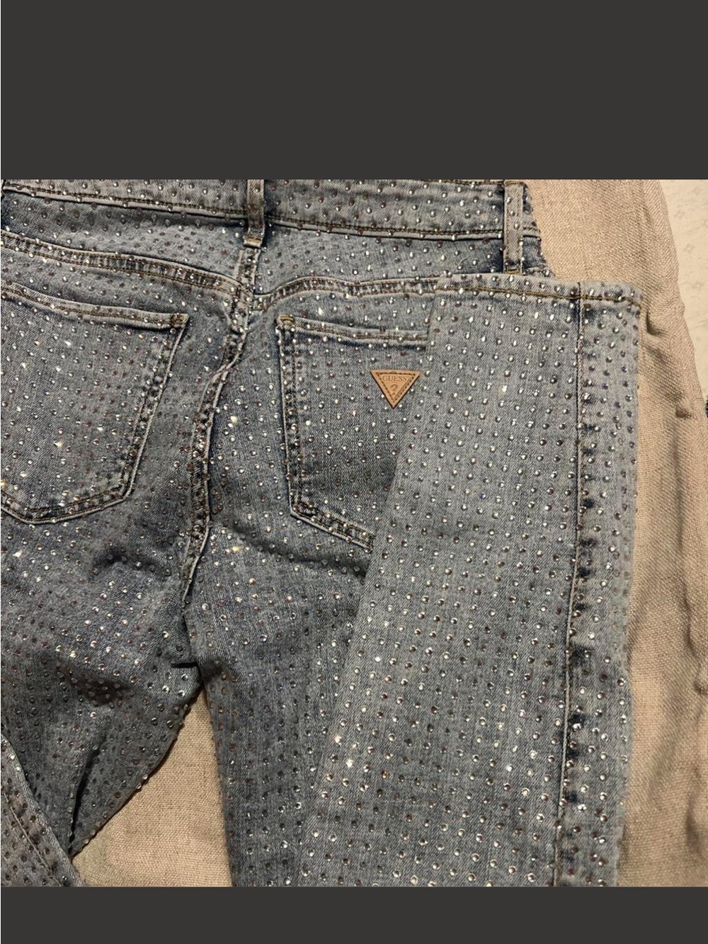 Guess Silver-Accent Gray Skinny Jeans with Studded Rhinestones - Picture 7 of 8